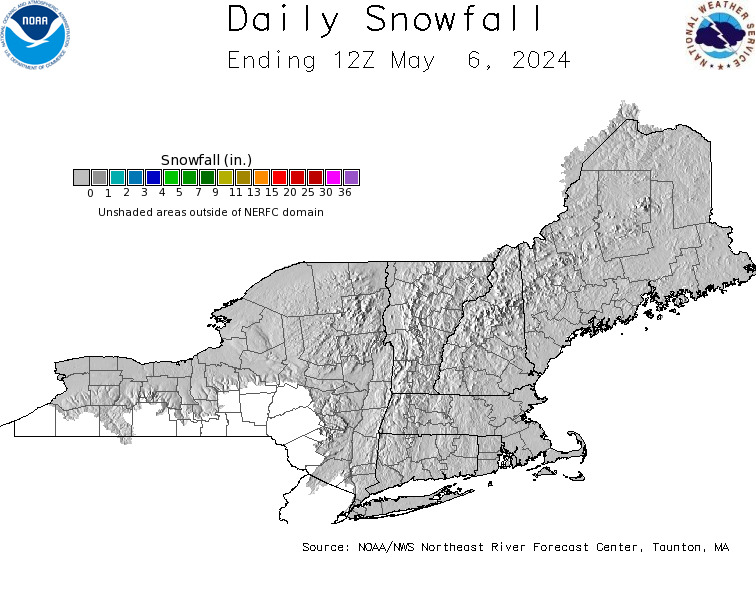 Daily Snowfall Graphic for the most recently past Monday