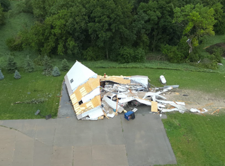 Machine shed destroyed by the tornado.