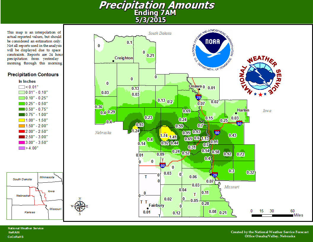 24-hour Precipitation Totals Ending 7 am May 3rd