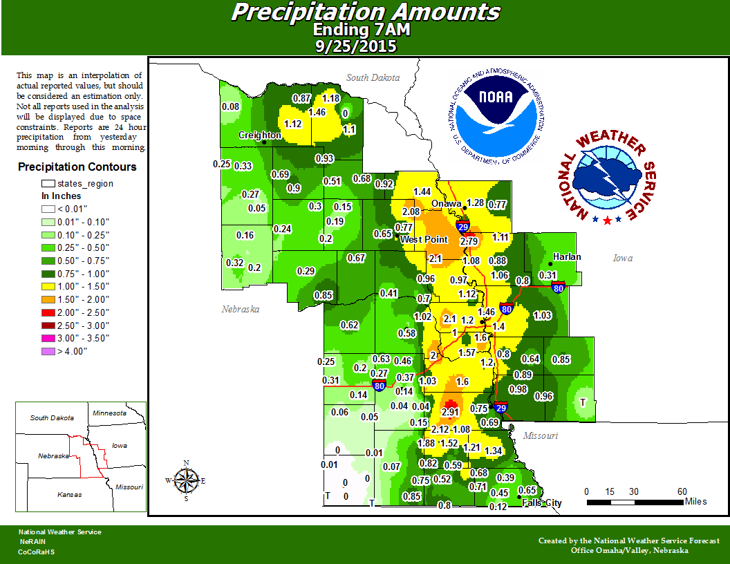 24 Hour Rainfall Ending 7 am 09/25/2015