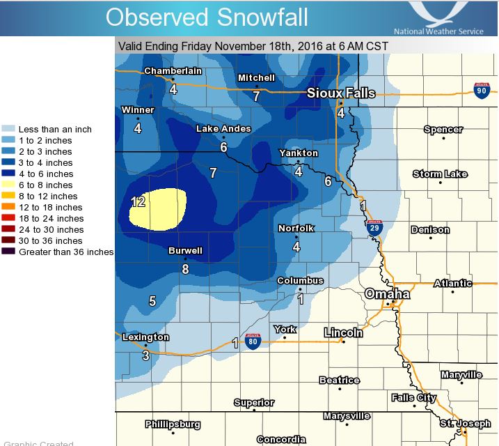 Snowfall Ending 6-7am November 18, 2016