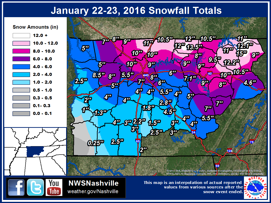 Snow Accumulation Map East Tennessee Snow