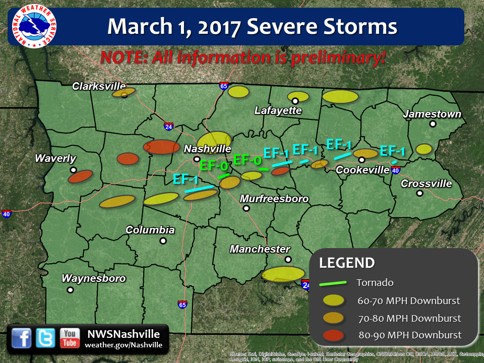 Tennessee Tornado Map