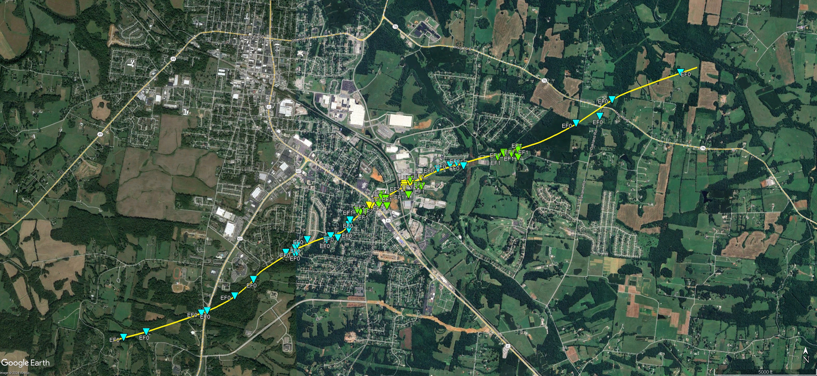 Springfield Tornado Path Map