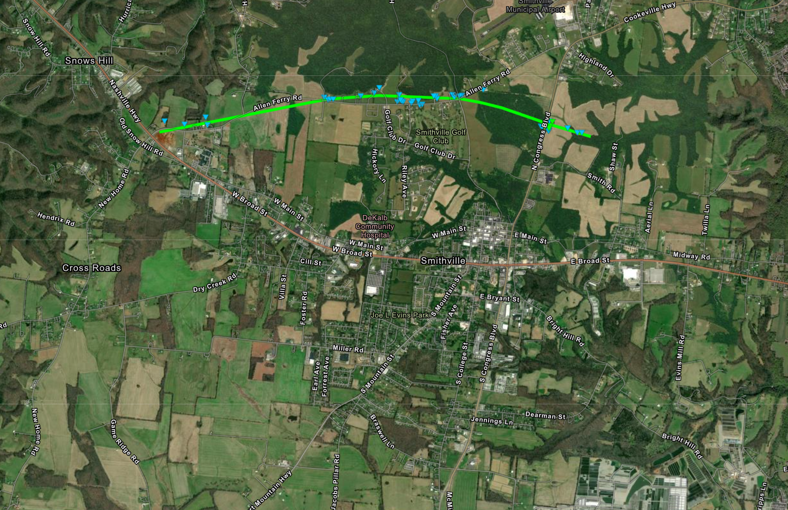 Smithville Tornado Path Map