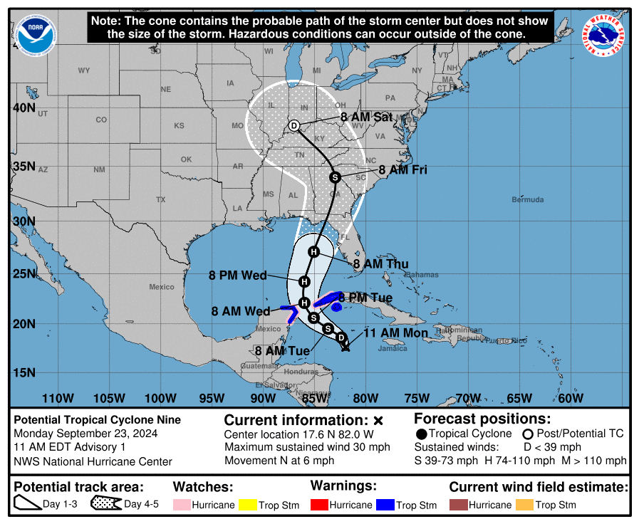 Hurricane Helene Track from NHC