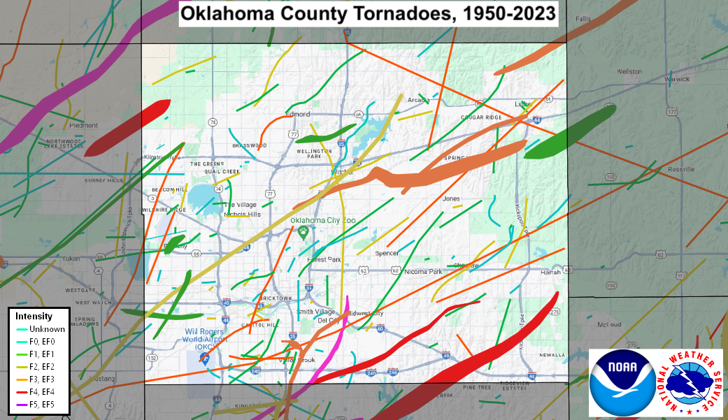 Oklahoma Tornado Path Map