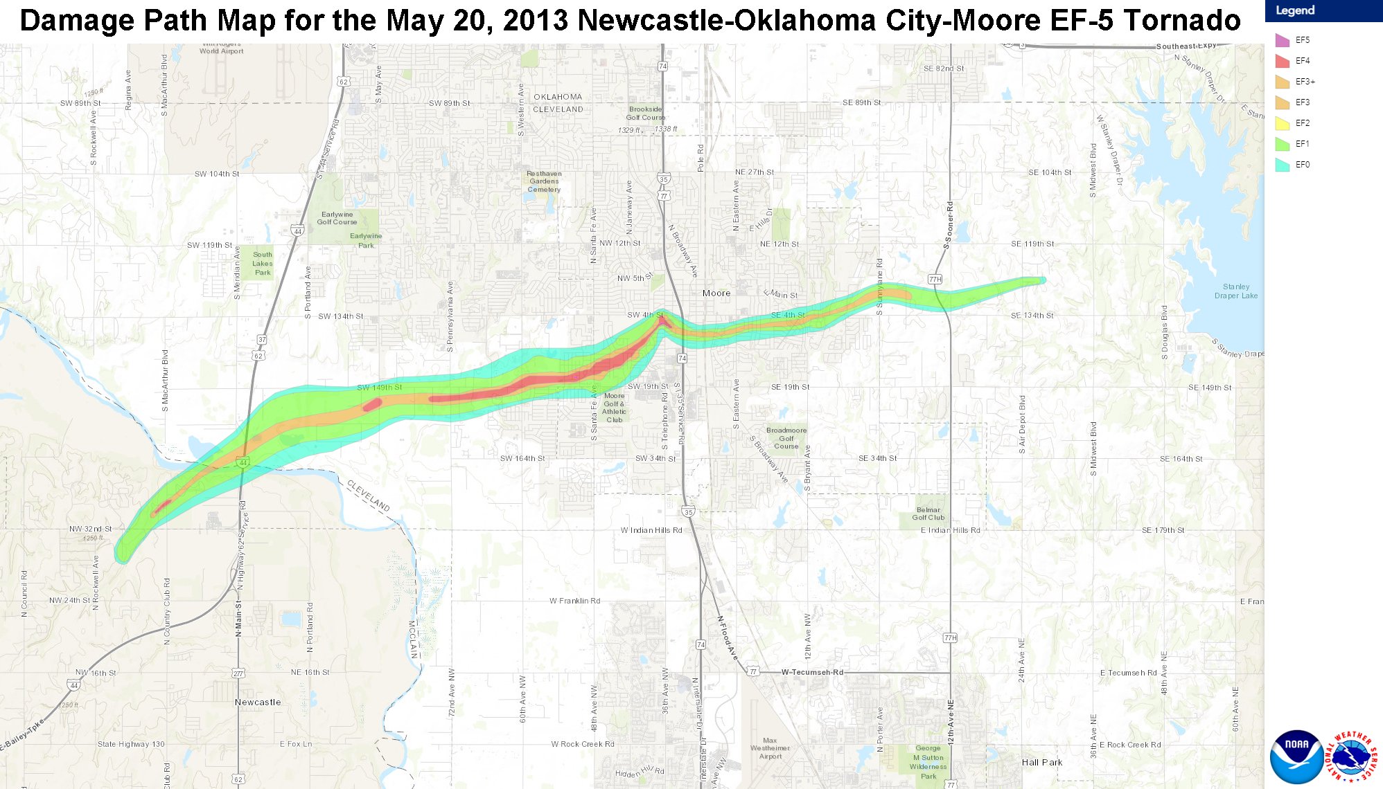 EF Scale Damage Contours of the May 20, 2013 Newcastle-South OKC-Moore EF-5 Tornado