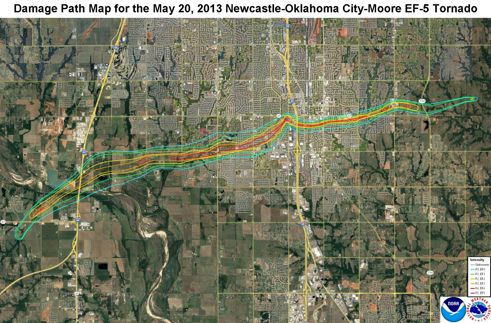 EF Scale Damage Contours of the May 20, 2013 Newcastle-South OKC-Moore EF-5 Tornado