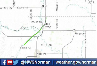 Preliminary Damage Path Map for the May 16, 2015 Cleo Springs Tornado