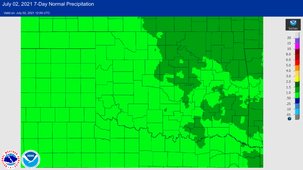 7-day Normal Rainfall at 7 AM CDT on July 2, 2021
