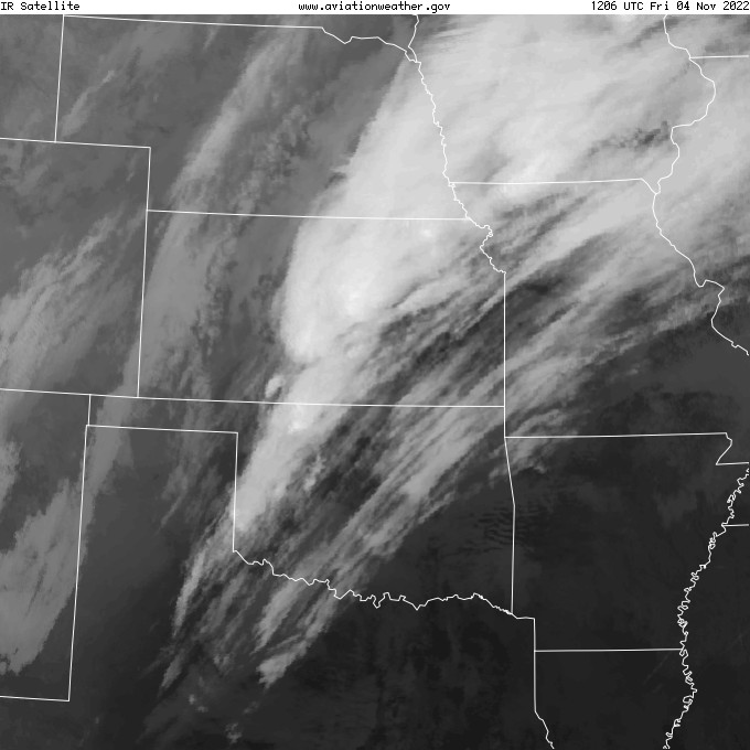 Regional Infrared Satellite Loop (Black & White Color Scale) from 7:06 am - 11:51 pm CDT on November 4, 2022