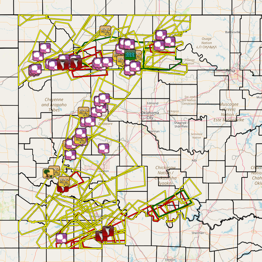 Local Storm Report Map for The May 25, 2024 Severe Weather Event in the NWS Norman Forecast Area