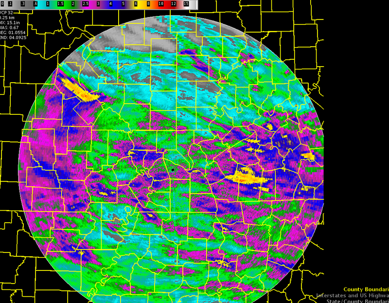 Radar-generated rainfall map for July 1-3, 2015