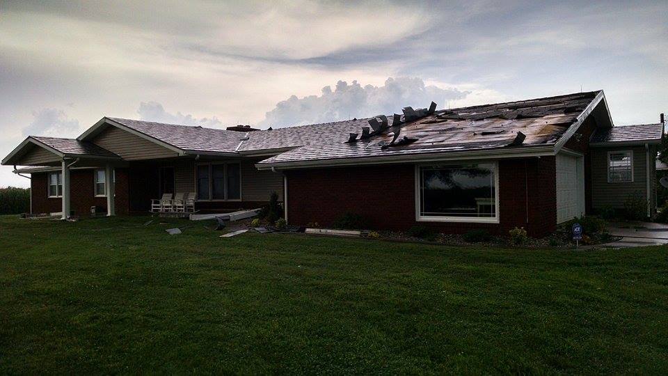 Wind damage due to the microburst to a home in Union County