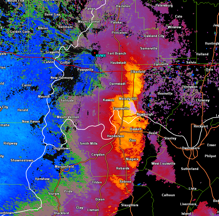 Velocity image from Evansville radar