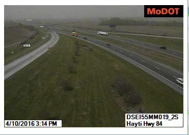 blowing dust on Modot camera on Interstate 55 in the Missouri bootheel