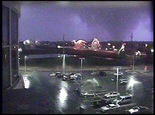 Photo of tornado taken by webcam at Evansville's Deaconess Women's Hospital