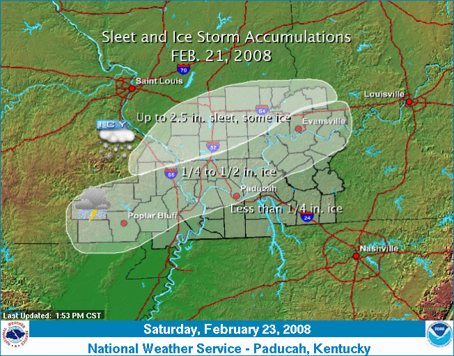 Map of ice accumulations on Feb. 21