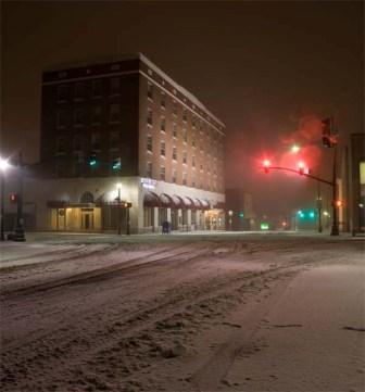 Snow scene in downtown Mayfield, KY