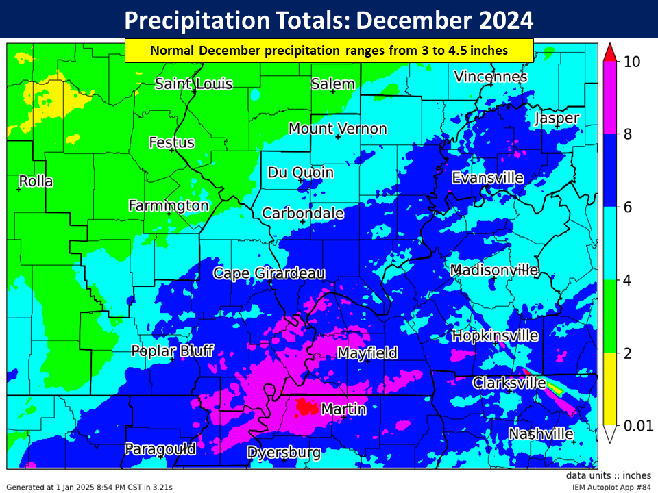 Map of monthly precipitation totals