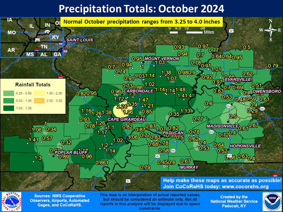 Map of monthly precipitation totals