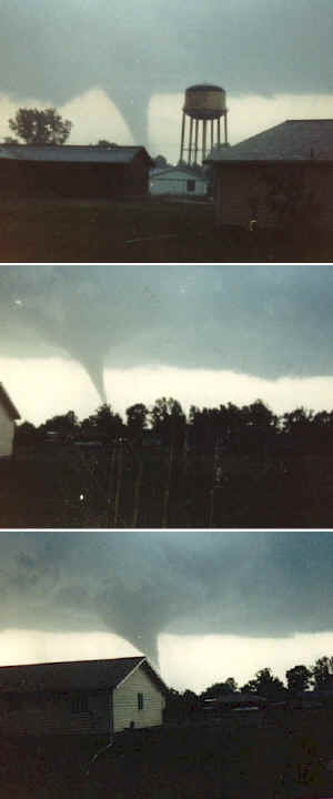 Photos of the tornado taken from the southern portion of Herrin, Illinois, looking south-southeast toward Route 13.  Photos courtesy of Bill May, Herrin businessman and resident.