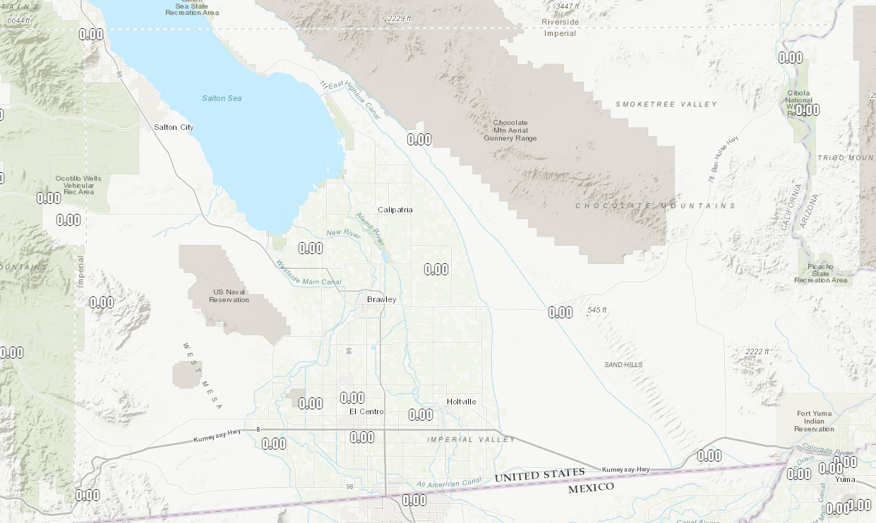 Imperial County Rainfall Obs for July 24, 2018