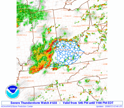 SPC Severe Thunderstorm Watch Outline