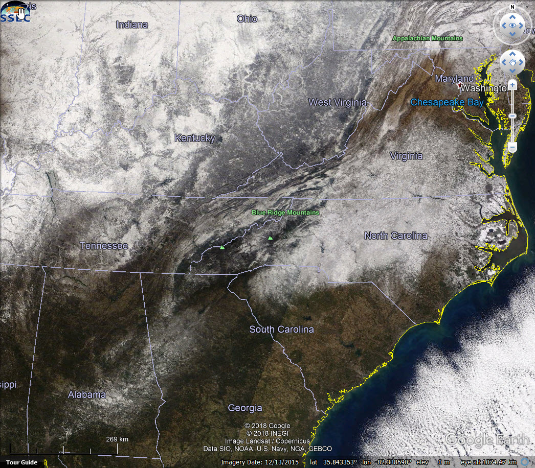 Satellite showing snow cover Jan 18th