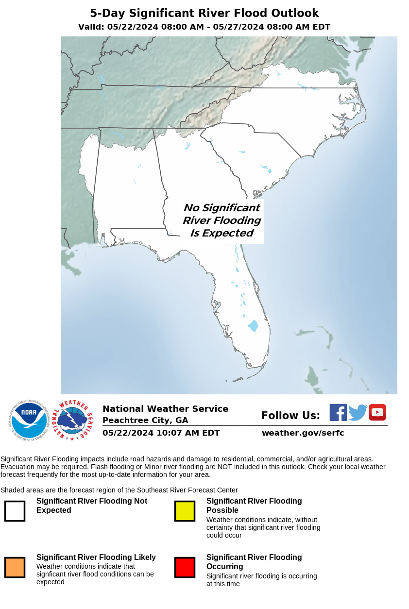 SERFC Flood Potential Outlook. Click on Image for Details