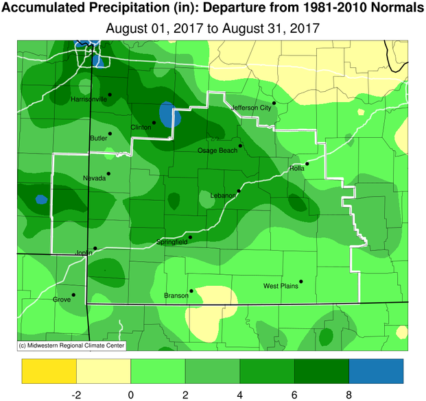 August 2017 Precipitation Departure from Normal