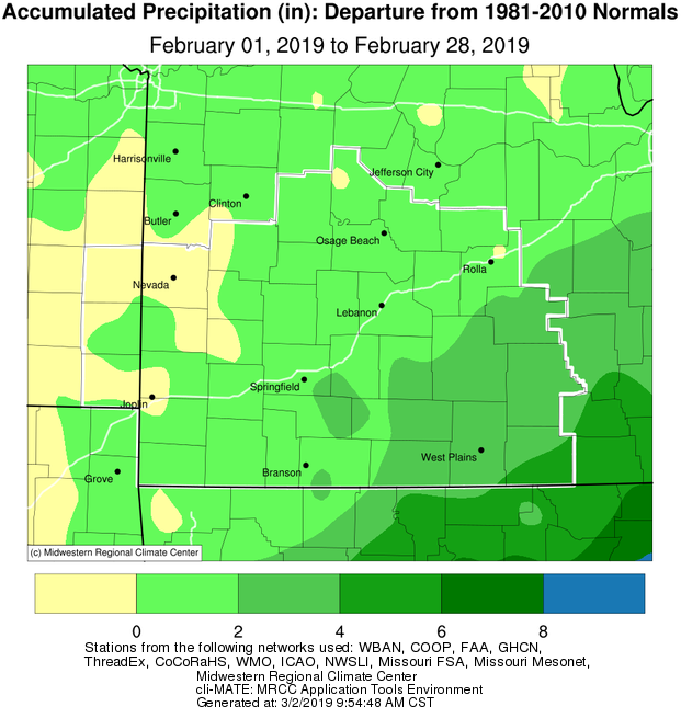 February 2019 Precipitation Departure from Normal