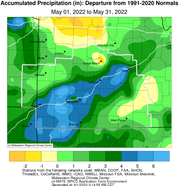 May 2022 Precipitation Departure from Normal