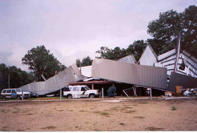 Destroyed boat storage building near Quitman, TX