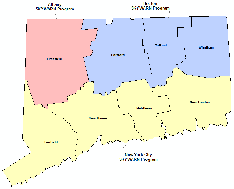 Connecticut Skywarn Program map
