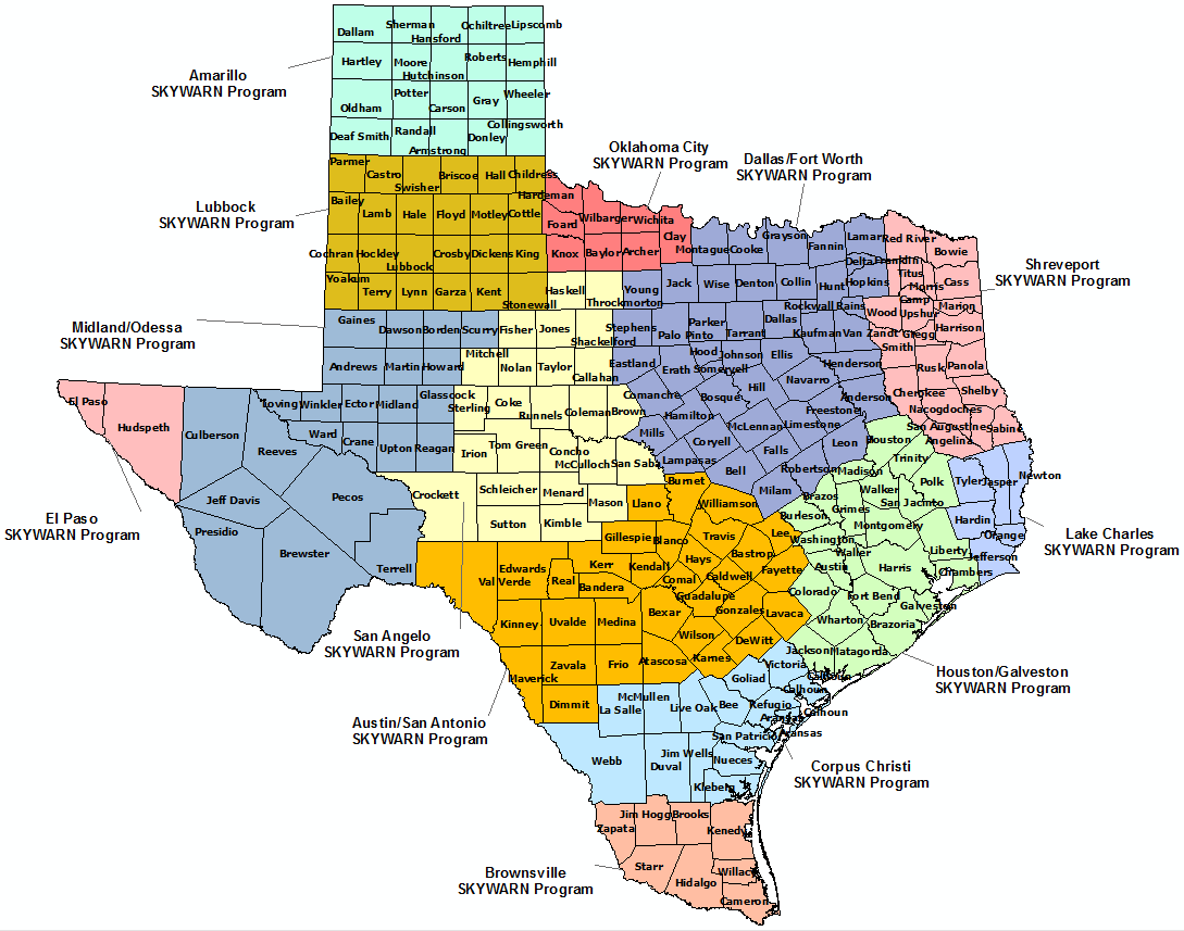 Texas Skywarn Program map