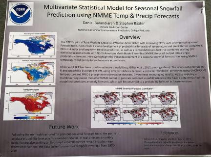 Multivariate statistical model for seasonal snowfall prediction using NMME temperature and precipitation forecasts  by D. Barandiaran and S. Baxter, NOAA Climate Prediction Center; Innovim LLC