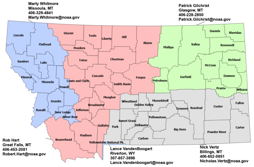 Montana StormReady Contact map