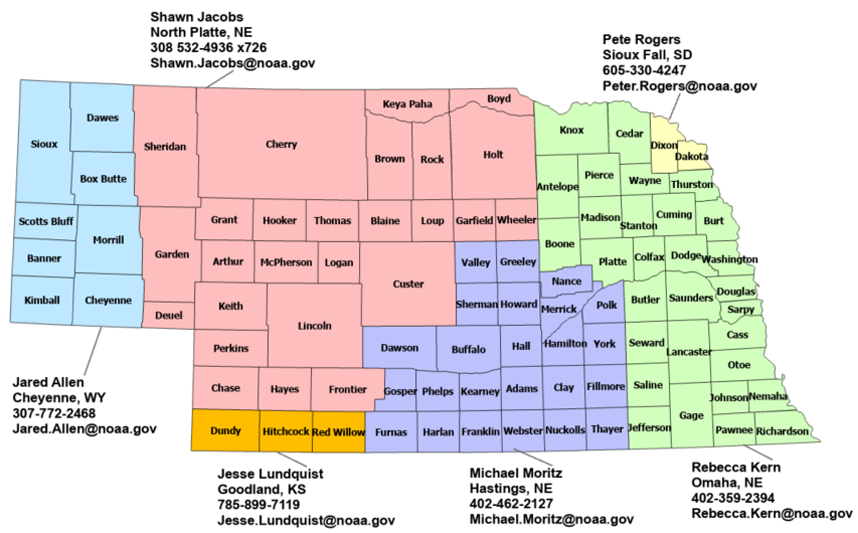 Nebraska StormReady Contact map