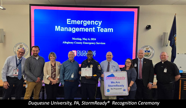 Duquesne University, PA, StormReady Recognition Ceremony