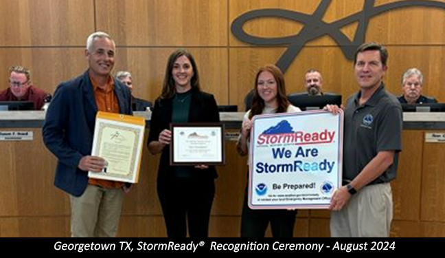 Georgetown, TX StormReady Ceremony August 2024