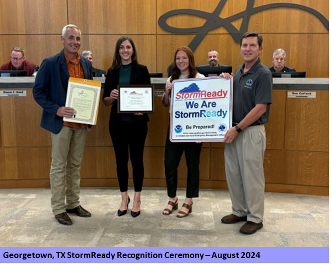 Georgetown, TX StormReady Ceremony August 2024