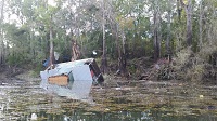 A shack tossed into the Apalachicola River by an EF1 tornado that crossed the river on November 17, 2014. Photo provided courtesy of WJHG-TV.
