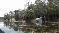 A shack tossed into the Apalachicola River by an EF1 tornado that crossed the river on November 17, 2014. Photo provided courtesy of WJHG-TV.
