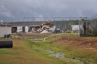 Damage to a building that was caused by an EF2 tornado that hit the Calhoun Correctional Institutation southwest of Blountstown, FL on November 17, 2014.