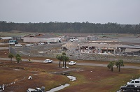 An aerial view of damage at the Calhoun Correctional Institutation southwest of Blountstown, FL that was caused by an EF2 tornado on November 17, 2014.