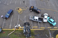 An aerial view of cars tossed by an EF2 tornado that hit the Calhoun Correctional Institutation southwest of Blountstown, FL on November 17, 2014.