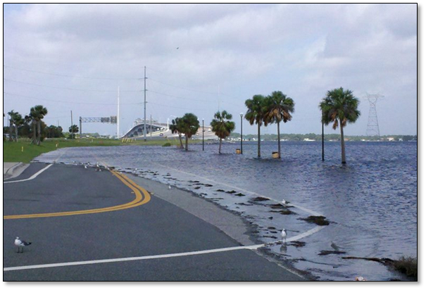 Storm surge flooding in Panama City, FL from Hurricane Isaac on August 28th.
