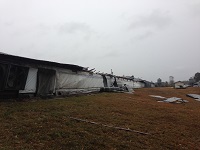 A chicken coop damaged by severe thunderstorm wind gusts near Lee in Madison County, FL on November 17, 2014.